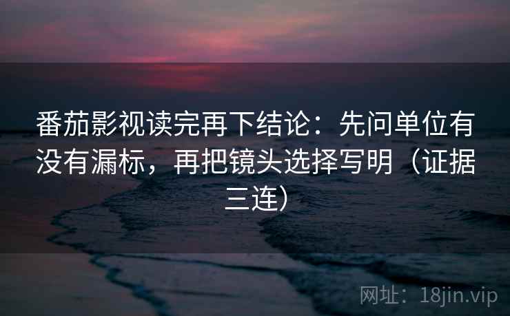 番茄影视读完再下结论：先问单位有没有漏标，再把镜头选择写明（证据三连）